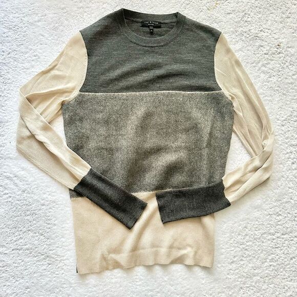 Rag and Bone Marissa sweater grey cream size S orig $295 - Picture 4 of 6
